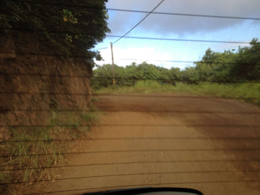 Unpaved road on the Hana Highway in Maui