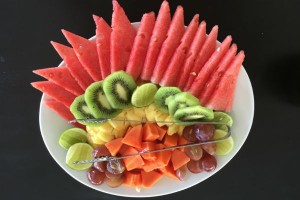 Fruit plate served at Villa Bulung Daya in Antap, Bali