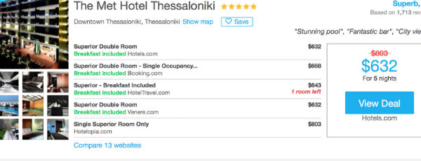 HotelsCombined rates at the Met Hotel Thessaloniki: Over 0 cheaper!