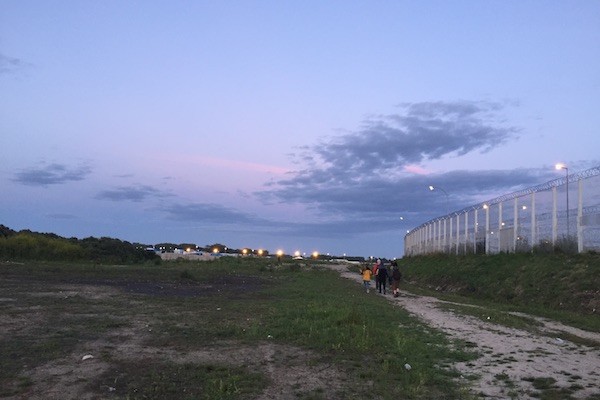 Calais Jungle Refugee Camp at Sunset