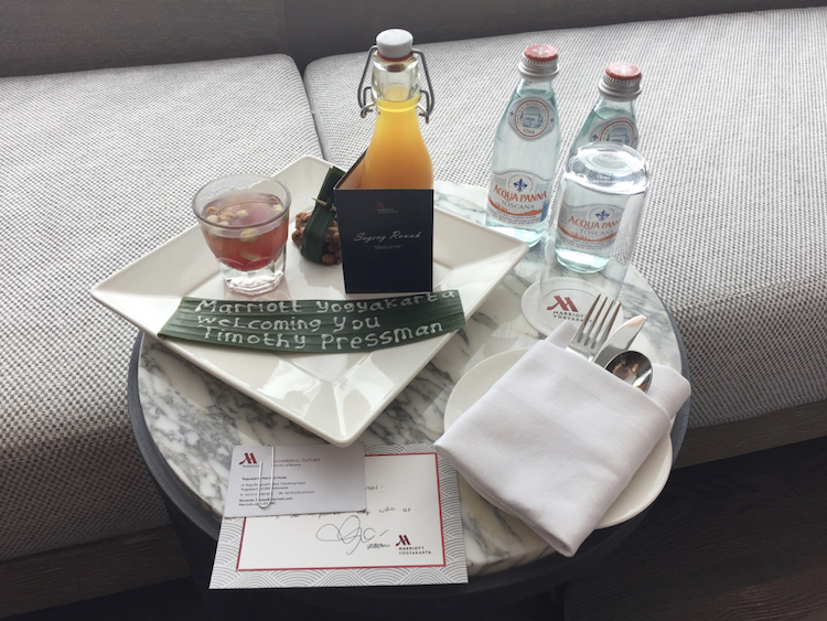 Marriott Yogyakarta elite welcome amenity water and drinks