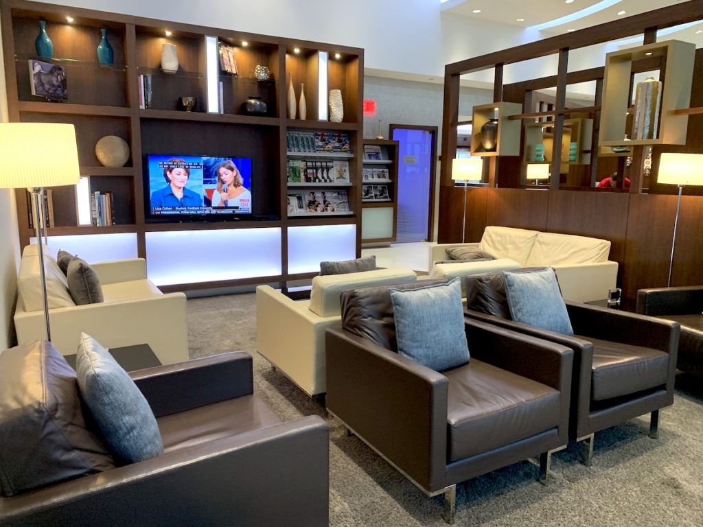 Etihad business class lounge seating IAD