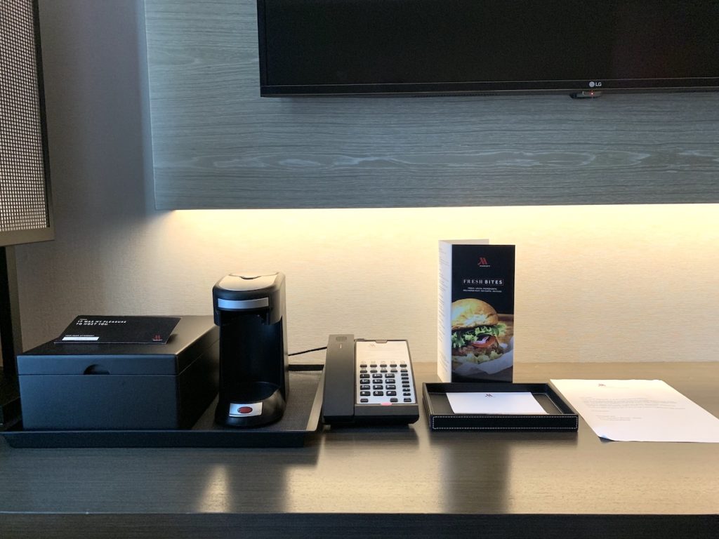 Stationary and coffee maker at Marriott Toronto Markham