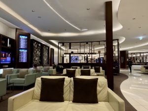 Etihad business class lounge AUH seating