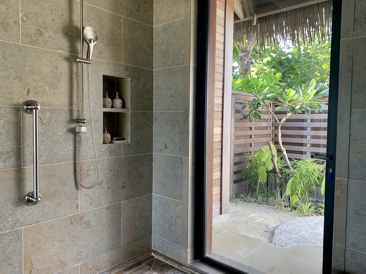 Waldorf Astoria Maldives beach villa shower