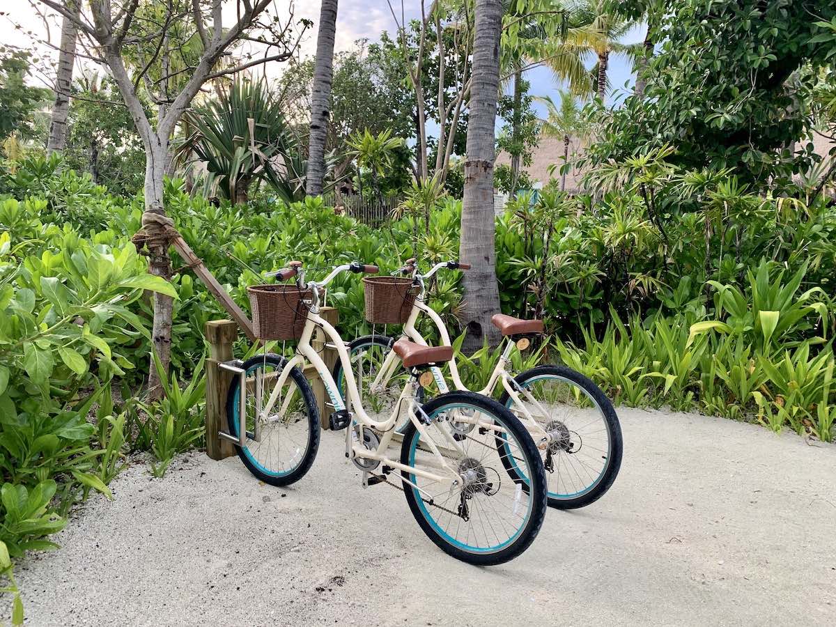 Waldorf Astoria Maldives beach villa bikes