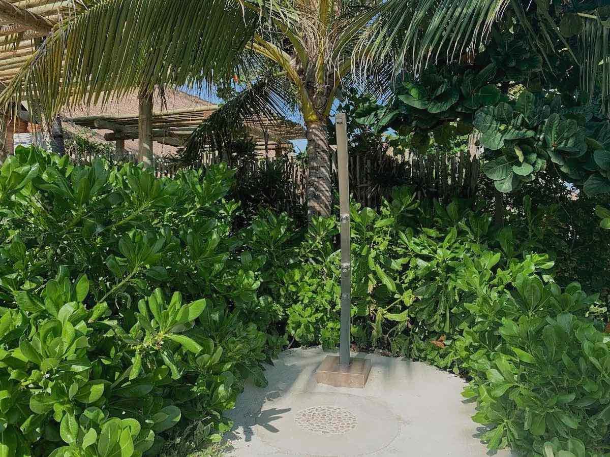 Outdoor shower at the beach villa