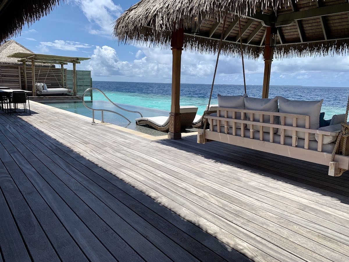 Waldorf Astoria Maldives overwater villa pool deck