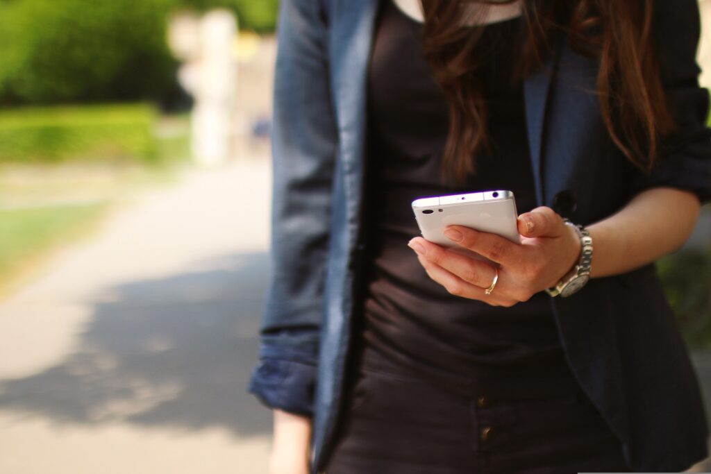 Woman holding smartphone