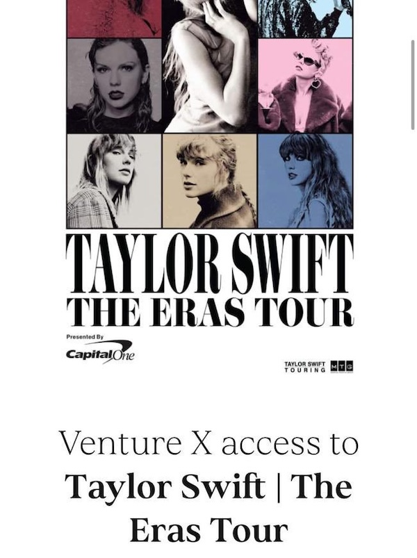 Venture X Taylor Swift Eras tour tickets 2024