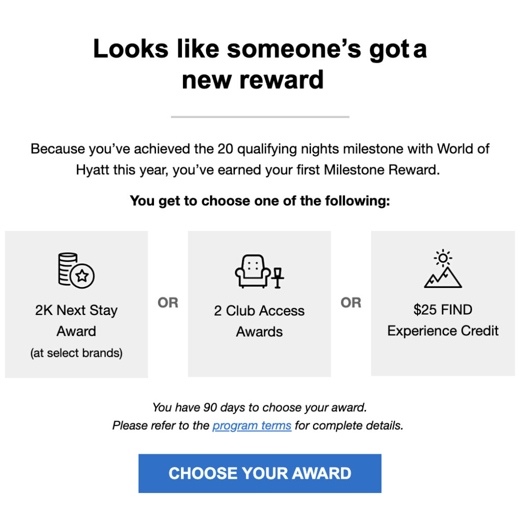 I earned a Hyatt milestone reward after paying taxes with the Hyatt credit card