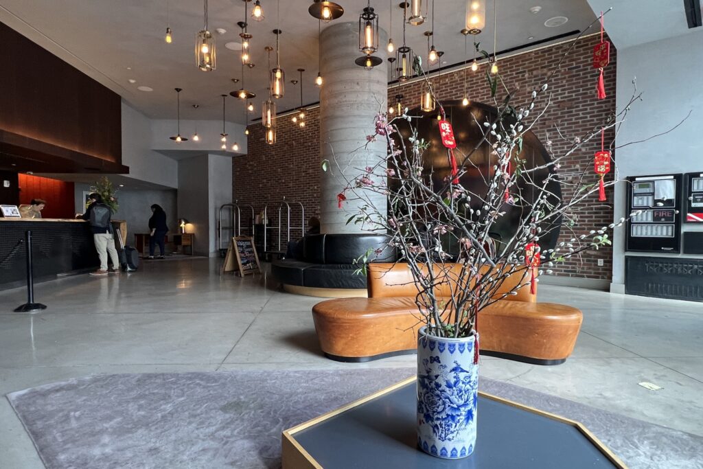 The lobby of Hotel 50 Bowery in Chinatown