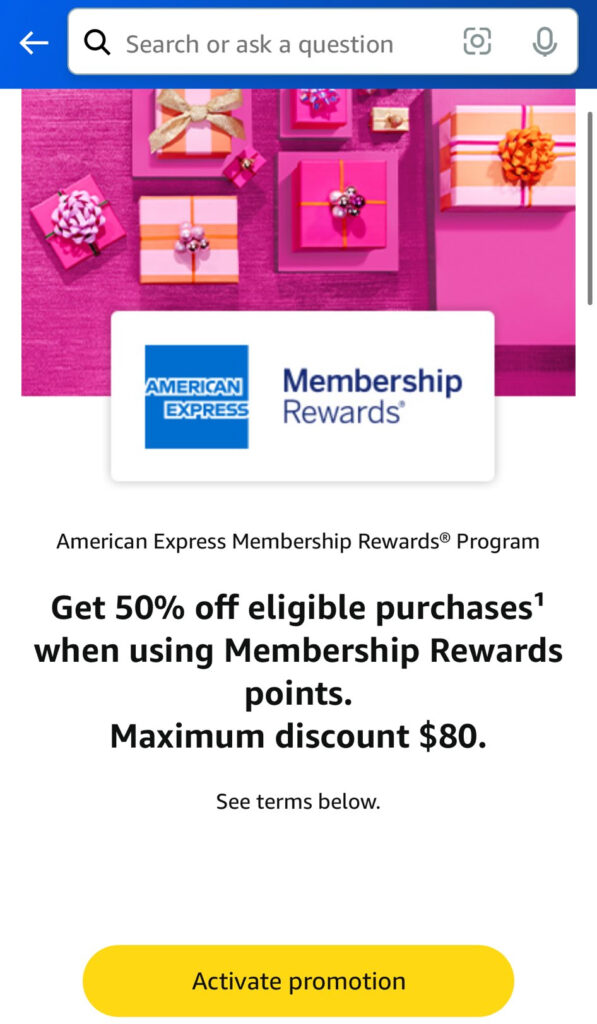 50% Amazon discount with Amex points - one of my best point redemptions