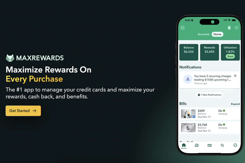 MaxRewards point tracking app doesn't track frequent flyer miles but it does track credit card rewards