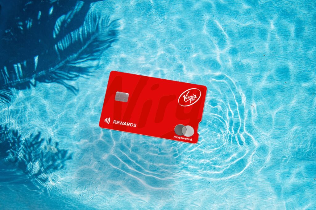 Virgin Red credit card in a pool