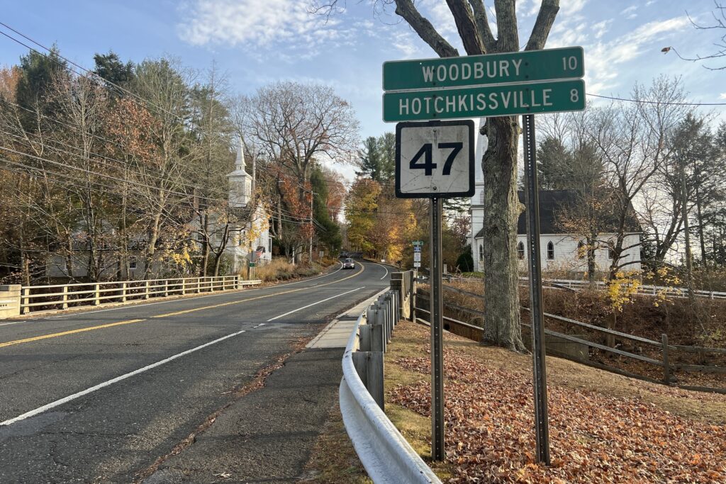 A picturesque road in the small town of Washington, CT where the Mayflower Inn & Spa is located
